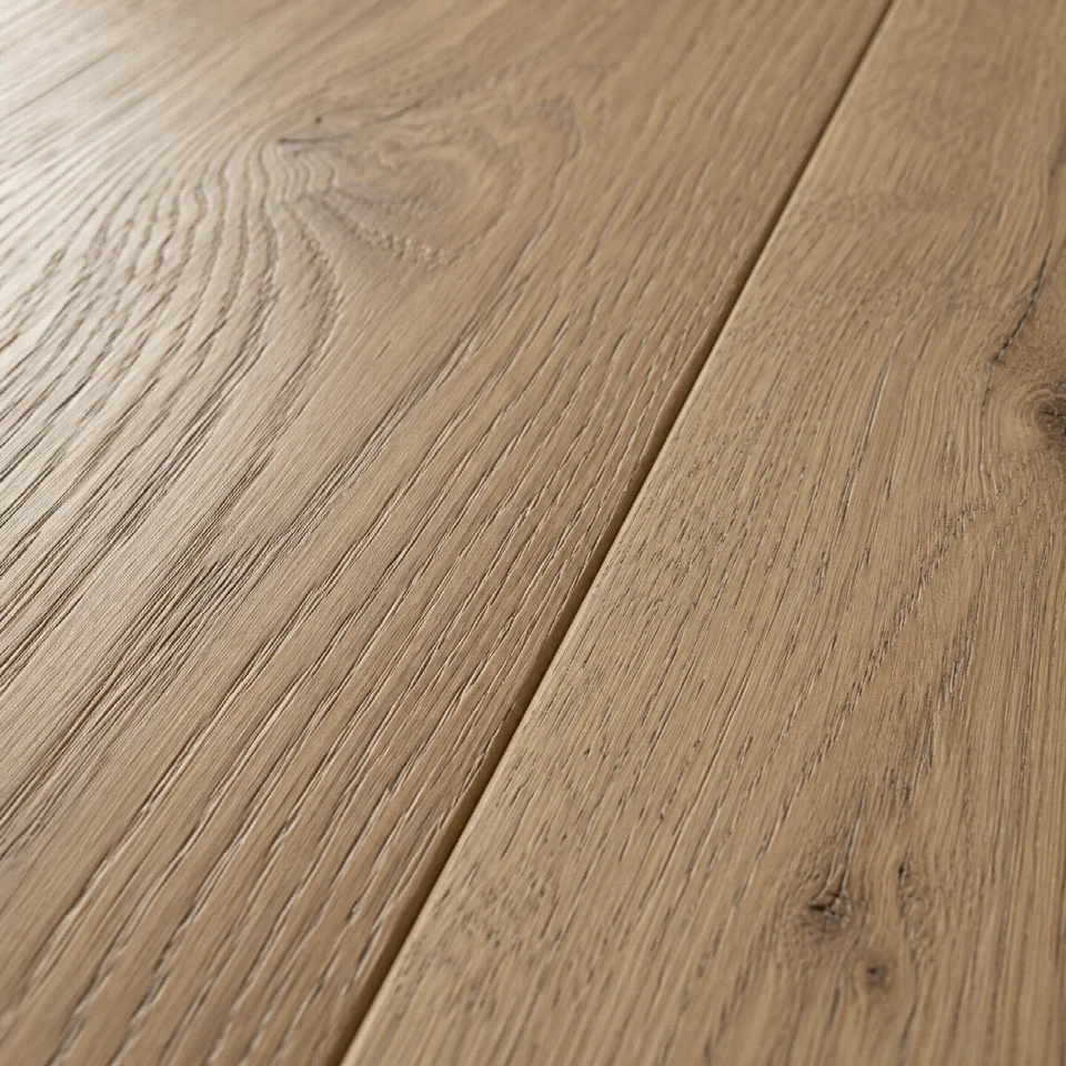 Illustrative close-up of brushed oak grain under soft raking light
