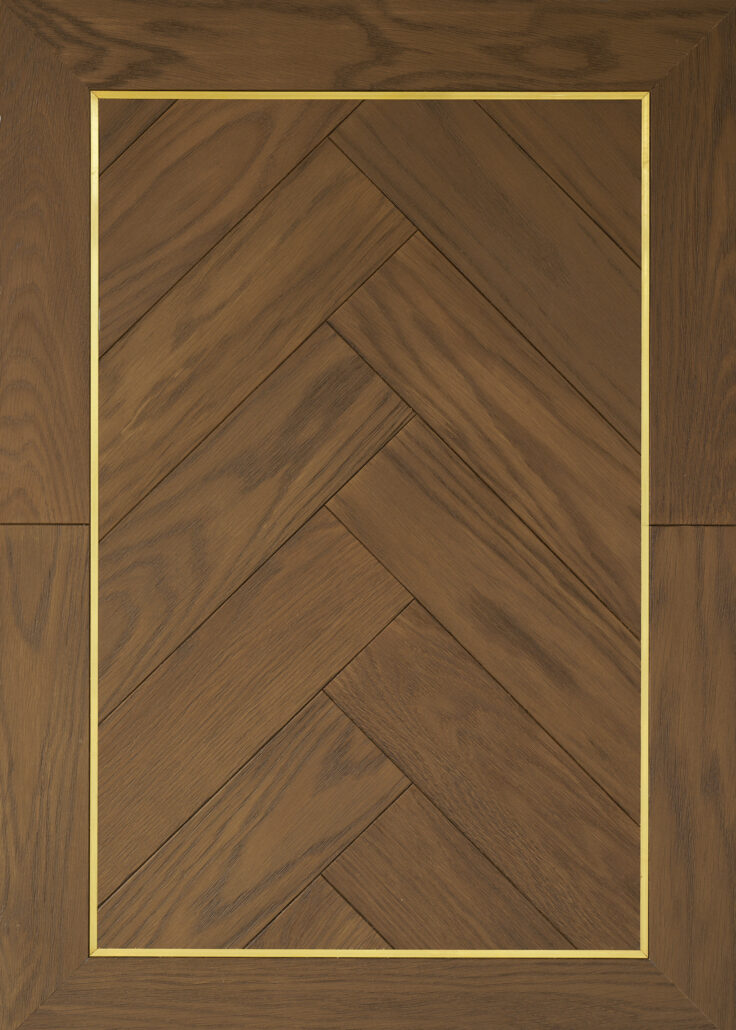 Elephant Grey — Engineered Herringbone Brass Inlay